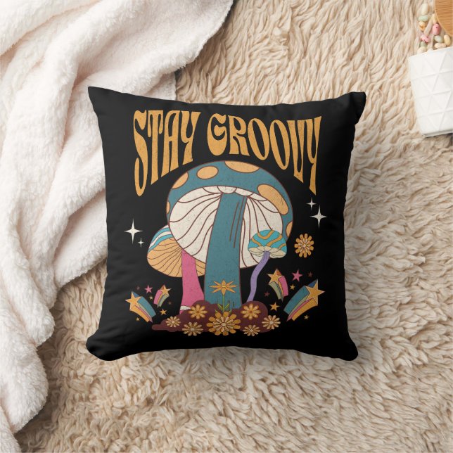 Retro Bleib Groovy Pilz Kissen (Decke)