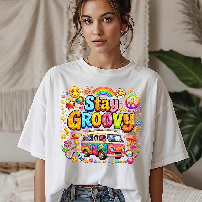 Retro Bleib Groovy Tri-Blend Shirt (Von Creator hochgeladen)