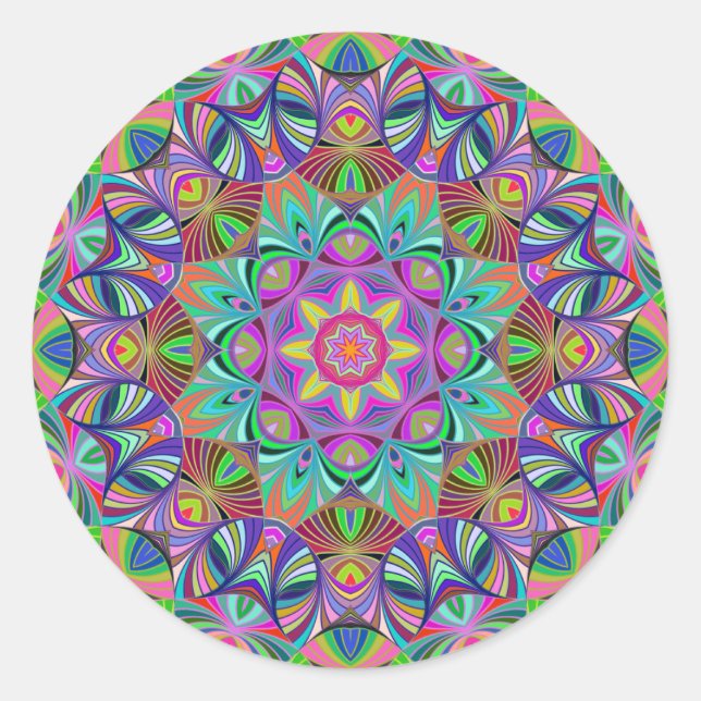 Retro Bliss Mandala Runder Aufkleber (Vorderseite)