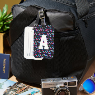 Retro-Blitz-Leuchtschrift Monogramm Gepäckanhänger