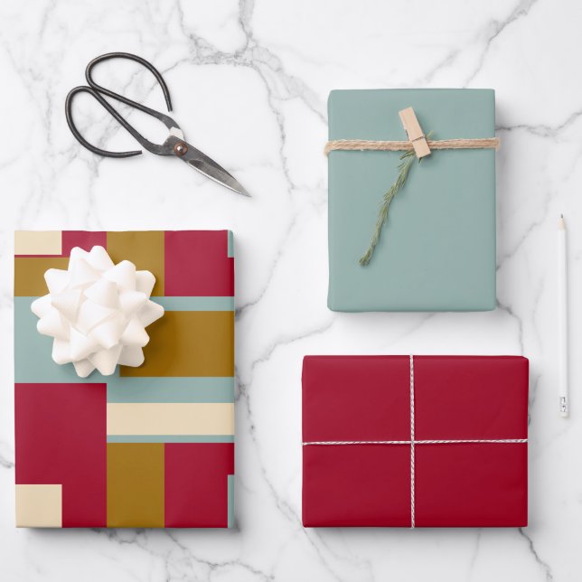 Retro Block Design 3 Geschenkpapier Set (Vorderseite)