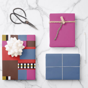 Retro-Block-Design 6 Geschenkpapier Set