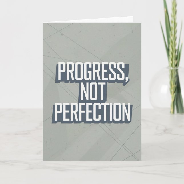 Retro Block Letter "Progress Not Perfection" card Karte (Vorderseite)