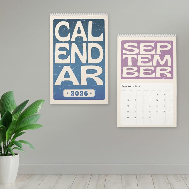 Retro Block Letter Wall Calendar, Minimalist 2026 Kalender (Retro Block Letter Wall Calendar, Minimalist 2026 Calendar)