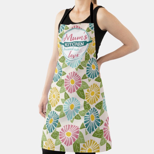 Retro Block Print Daisies Schürze (InSitu)