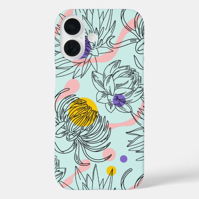 Retro Bloom Bold Botanic Line Art Case-Mate iPhone Hülle (Rückseite)
