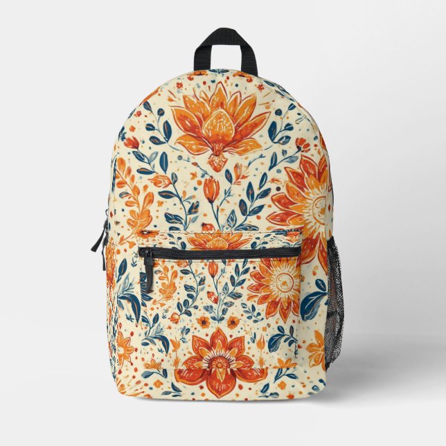 Retro Bloom Burst - Backpack Bedruckter Rucksack (Vorderseite)
