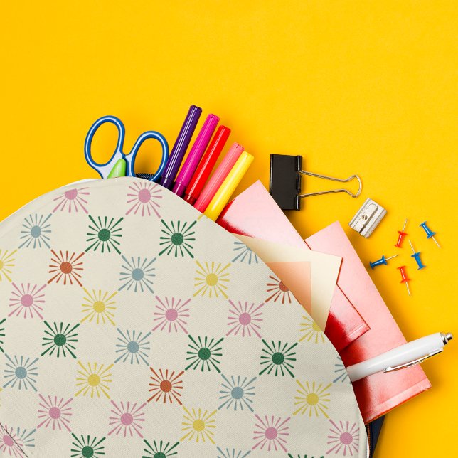 Retro Bloom Geometric Floral Print Gemustert Bedruckter Rucksack (Von Creator hochgeladen)