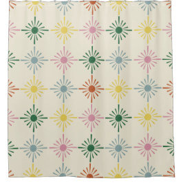 Retro Bloom Geometric Floral Print Gemustert Duschvorhang