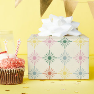 Retro Bloom Geometric Floral Print Gemustert Geschenkpapier