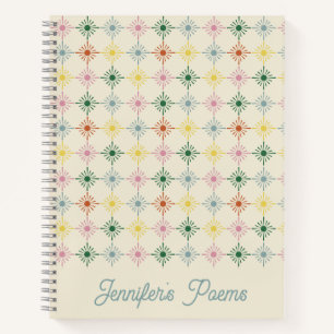 Retro Bloom Geometric Floral Print Personalisiert Notizbuch
