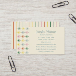 Retro Bloom Geometric Floral Print Visitenkarte