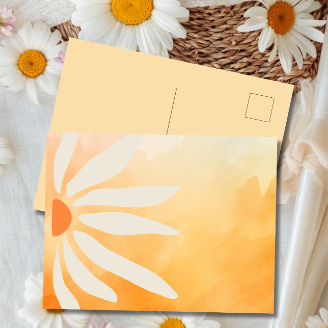 Retro Bloom Geometric Mod Blume Postkarte (Warm color, oversized petals, and pure mod-era energy.)