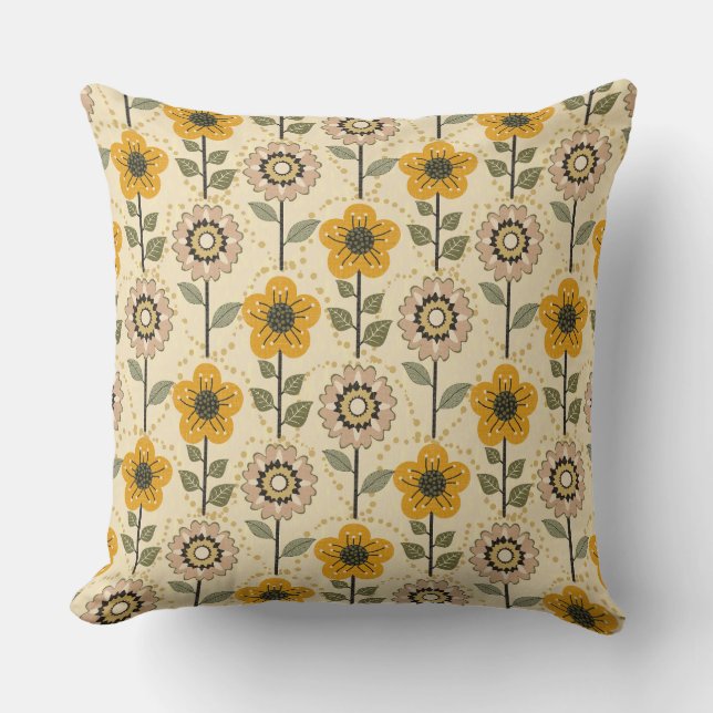 Retro Bloom Harmony Kissen (Vorderseite)