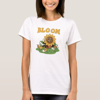 Retro Bloom Sunflower Character T - Shirt - Niedli
