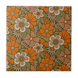 Retro Blossom Parade Blume Blütenfarben Fliese