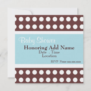 Retro Blue and Brown Dots Kinderdusche Einladung