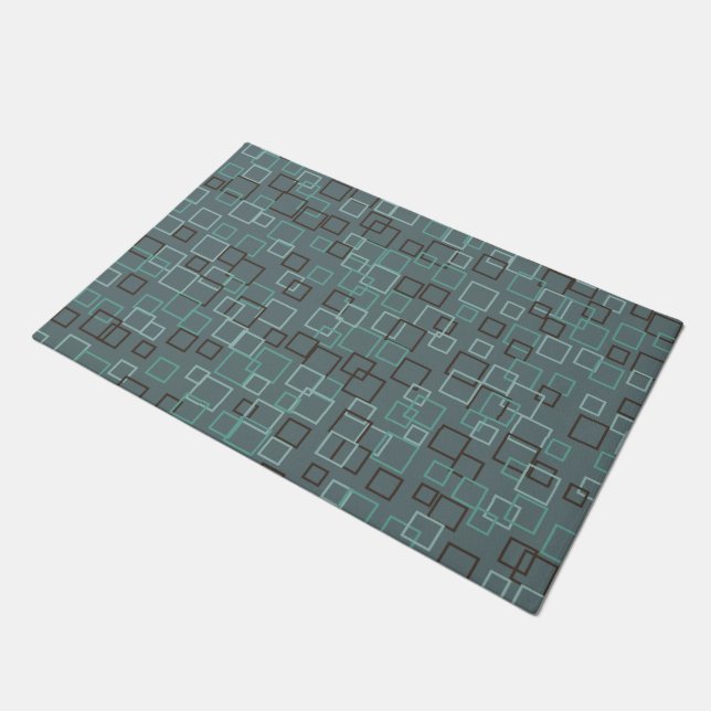 Retro Blue Aqua Doormat Begrüßungsmatte Rug Gesche Fußmatte (Schrägansicht)