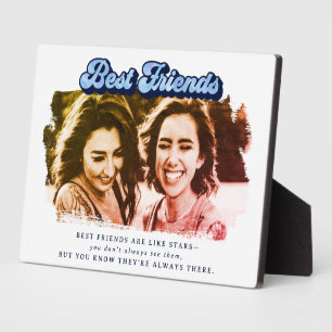 Retro Blue Best Friends Keepake Fotoplatte