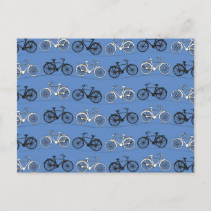 Retro Blue Bicycle Muster Postkarte