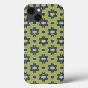 Retro Blue & Black Daisis auf grünem Blumenmuster Case-Mate iPhone Hülle