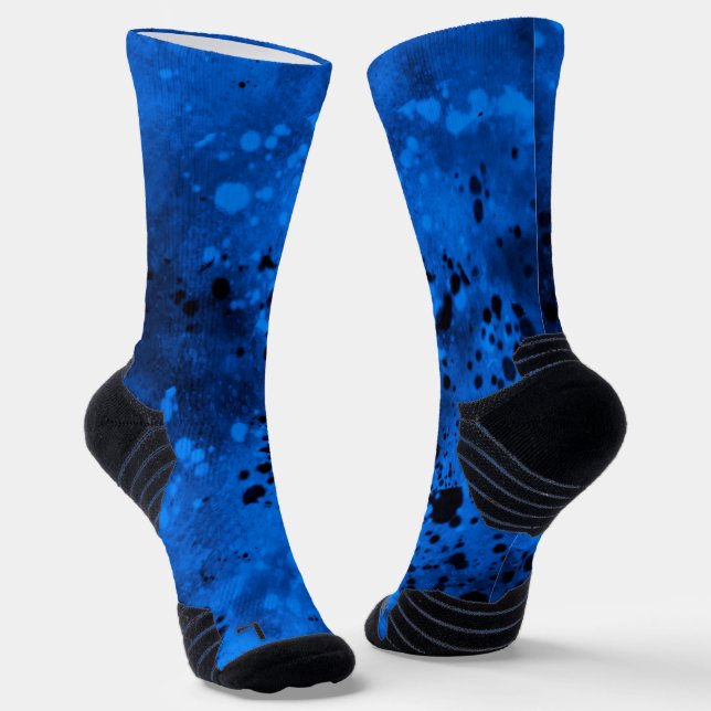Retro Blue & Black Paint Spritzer Socken (Gewinkelt)
