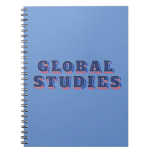 Retro Blue Buchstaben Global Studies T - Shirt Notizblock