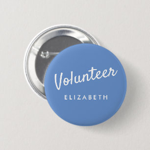 Retro Blue Button-back Volunteer Buttons