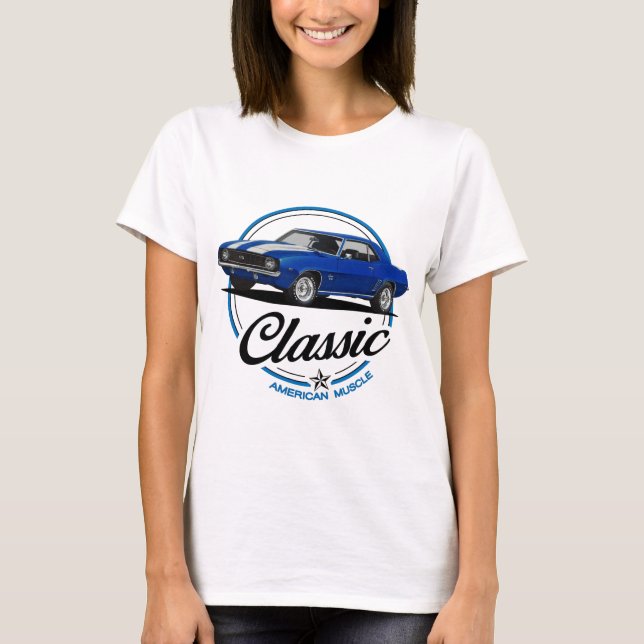 Retro Blue Camaro Classic T-Shirt (Vorderseite)