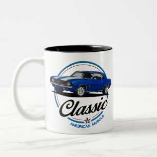 Retro Blue Camaro Classic Zweifarbige Tasse