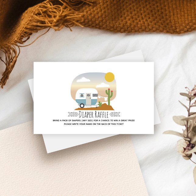 Retro Blue Camper Desert Baby Duschtablett Begleitkarte (Von Creator hochgeladen)