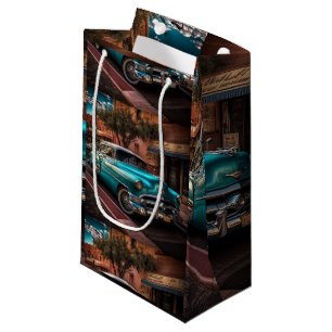 Retro Blue Car Kleine Geschenktüte