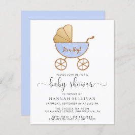 Retro Blue Carriage Baby Boy Dusche einladen