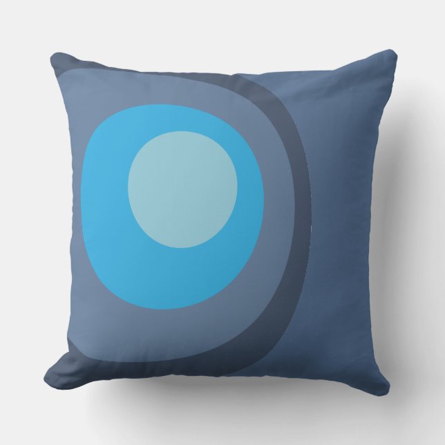Retro Blue Circles Kissen (Vorderseite)