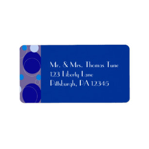 Retro Blue Circles & Ovals Royal Periwinkle Aqua Adressaufkleber