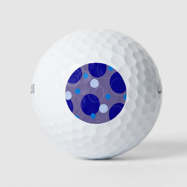 Retro Blue Circles & Ovals Royal Periwinkle Aqua Golfball (Vorderseite)