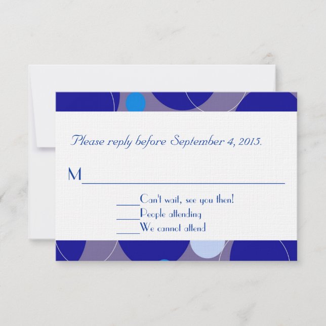 Retro Blue Circles & Ovals Royal Response Card RSVP Karte (Vorderseite)