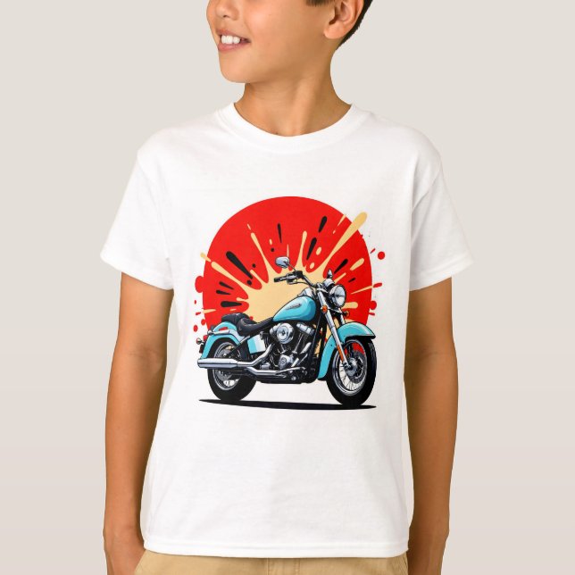 Retro Blue Cruiser – Pop‑Art Motorcycle T-Shirt (Vorderseite)