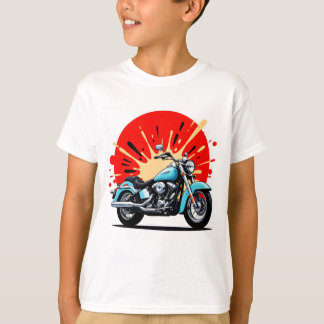 Retro Blue Cruiser – Pop‑Art Motorrad T-Shirt