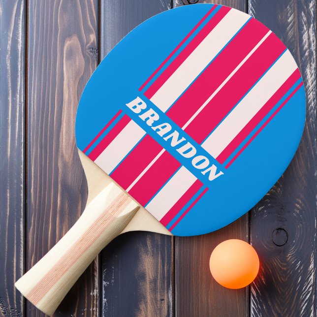 Retro Blue Crush Board Streifen mit Namen Tischtennis Schläger (Von Creator hochgeladen)