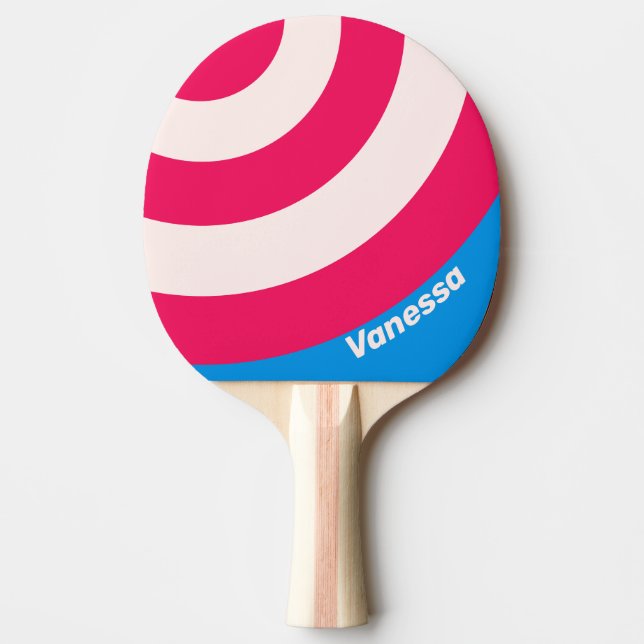 Retro Blue Crush Circle Stripe with Name Tischtennis Schläger (Vorderseite)