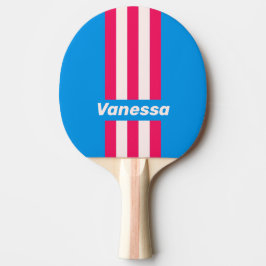 Retro Blue Crush Pin Stripes with Name Tischtennis Schläger