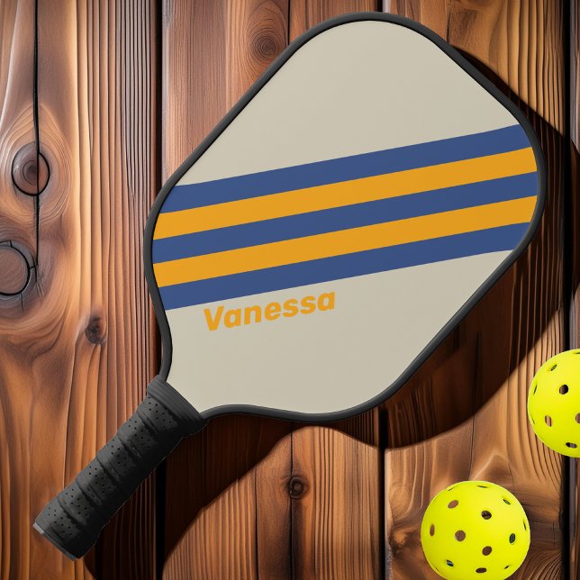 Retro Blue Crush Sonnenuntergänge mit Namen Pickleball Schläger (Von Creator hochgeladen)