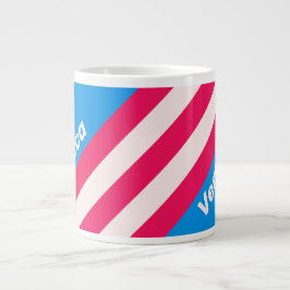 Retro Blue Crush Stripes with Name Jumbo-Tasse
