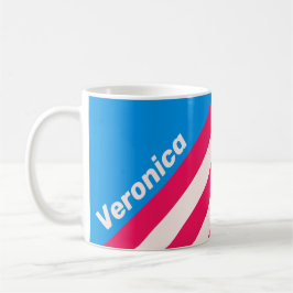 Retro Blue Crush Stripes with Name Kaffeetasse