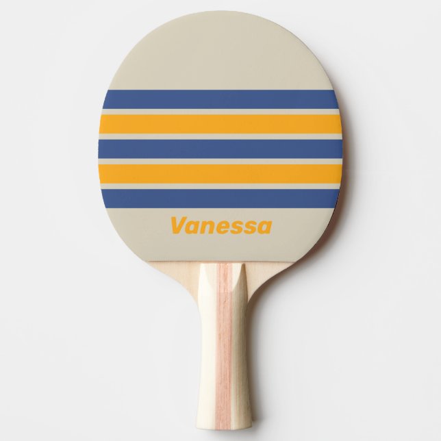 Retro Blue Crush Sunset Across Striping with Name Tischtennis Schläger (Vorderseite)