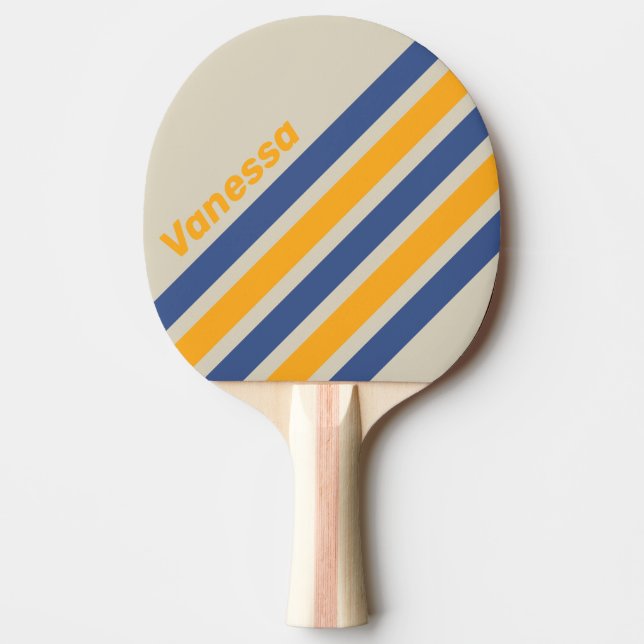 Retro Blue Crush Sunset Angled Striping with Name Tischtennis Schläger (Vorderseite)
