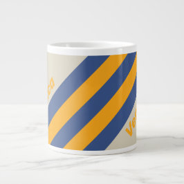 Retro Blue Crush Sunset Stripes with Name Jumbo-Tasse