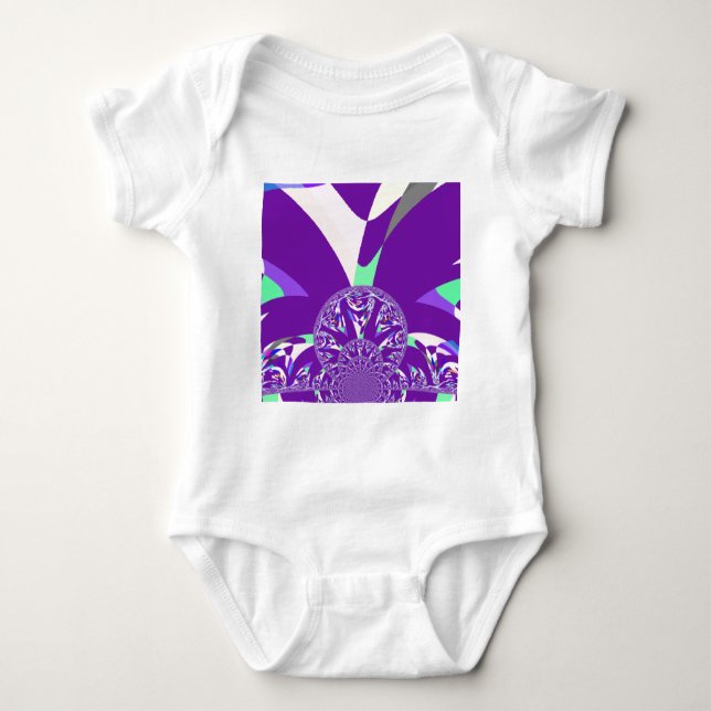 Retro Blue Cyan Kaleidoskop Art Print Baby Strampler (Vorderseite)