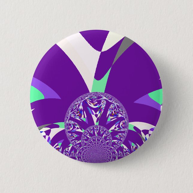 Retro Blue Cyan Kaleidoskop Art Print Button (Vorderseite)